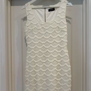Guess Ivory Scalloped Mini Dress